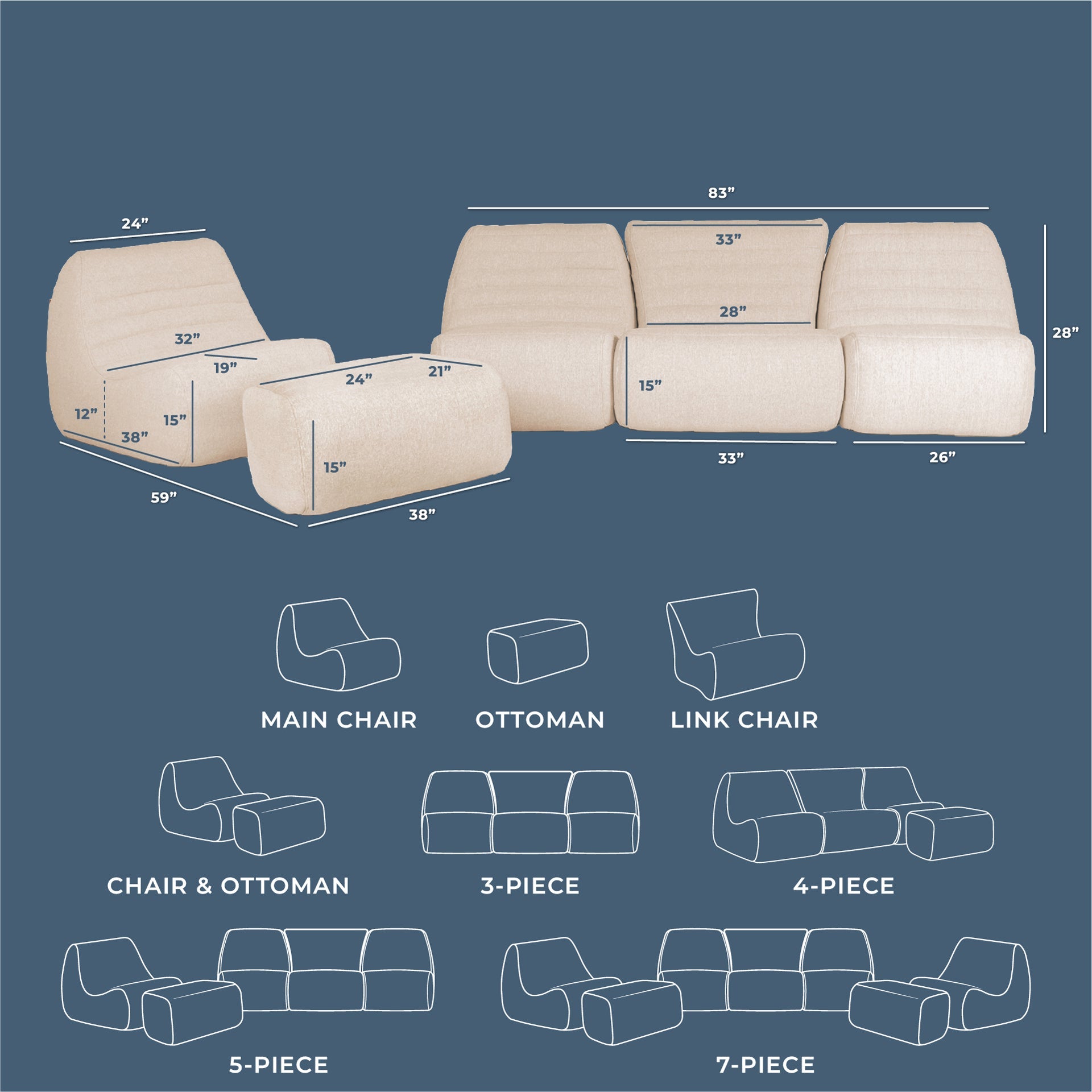 Solvana™ 5 Piece Outdoor Sectional Sofa