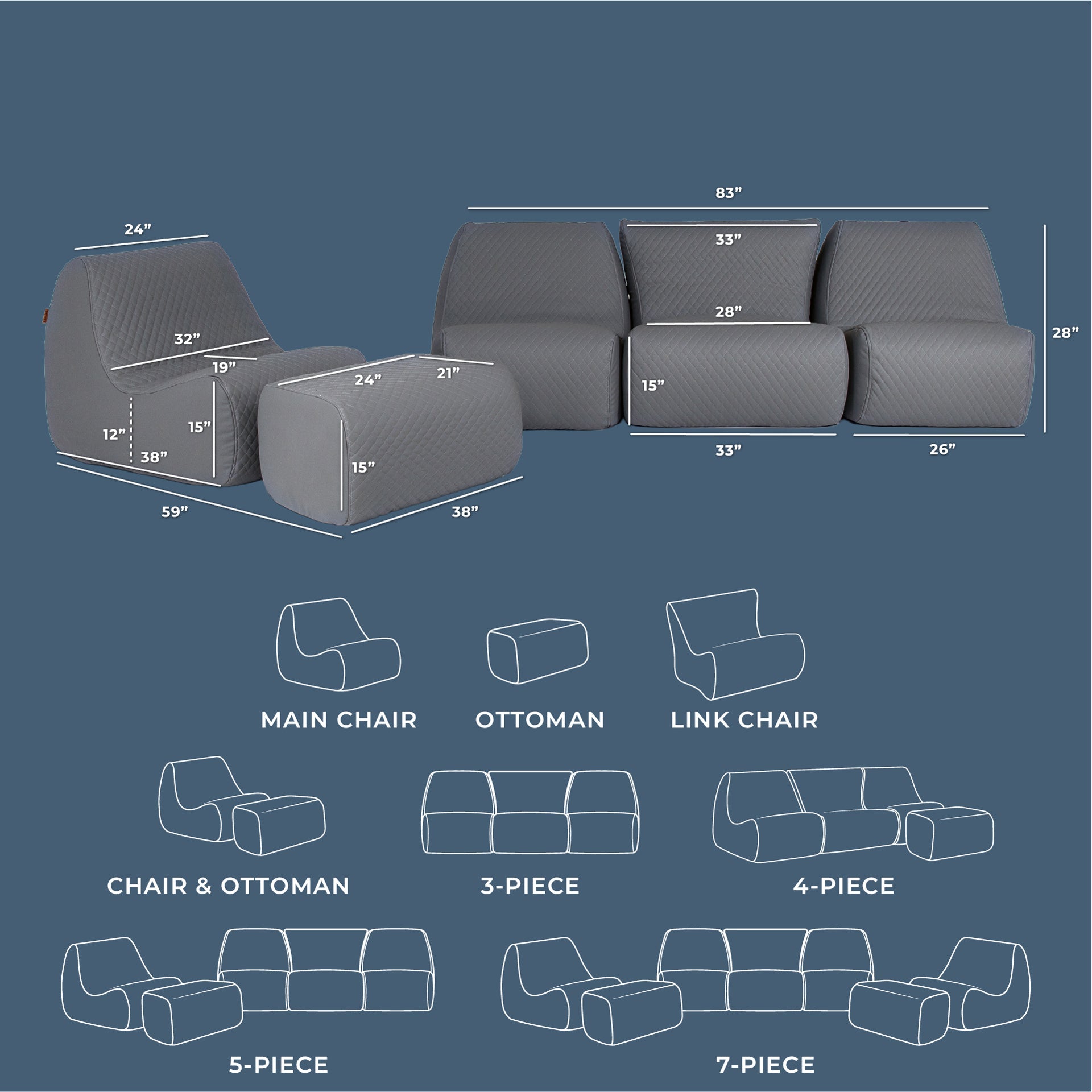 Solvana™ 5 Piece Outdoor Sectional Sofa