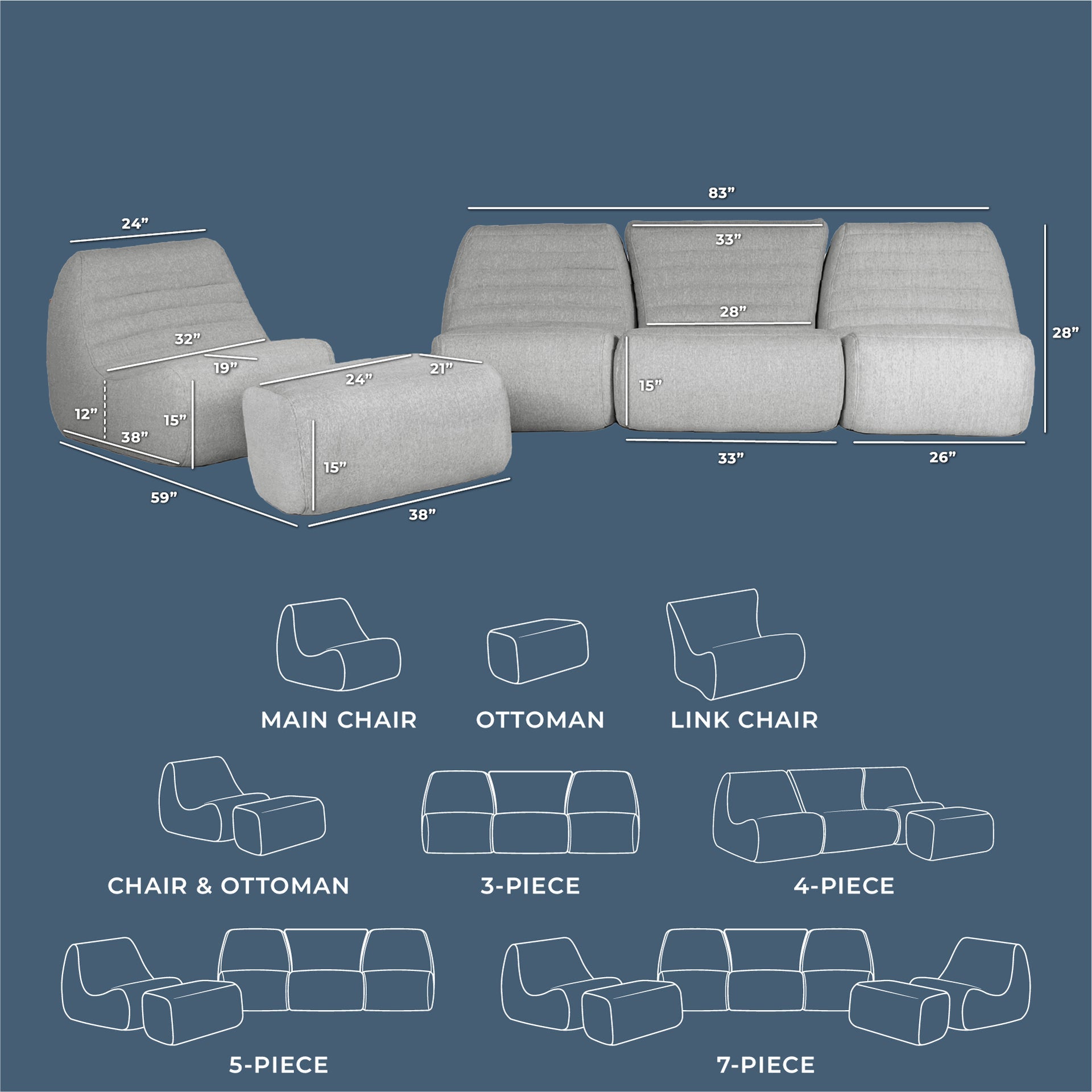 Solvana™ 5 Piece Outdoor Sectional Sofa